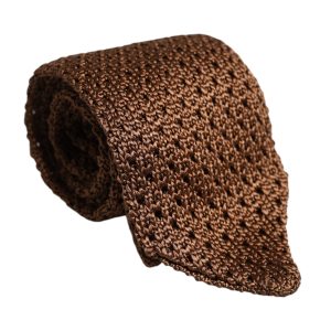 Brown 100% Silk Adjustable Necktie Men Accessory Tie