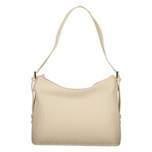 Beige Polyurethane Women Handbag
