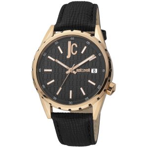 Black Leather Dress Watch