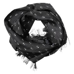 Black Silk Dotted Men Neck Wrap Shawl Scarf