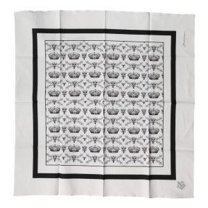 White Crown Cotton Men Square Foulard Scarf