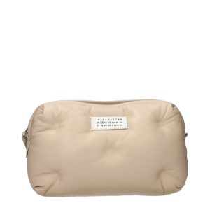 Beige Leather Clutch Bag