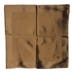 Brown Logo Silk Men Square Handkerchief Scarf