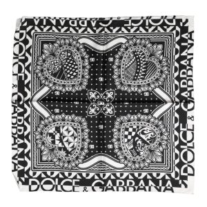 Black Bandana Print Silk Neck Foulard Scarf