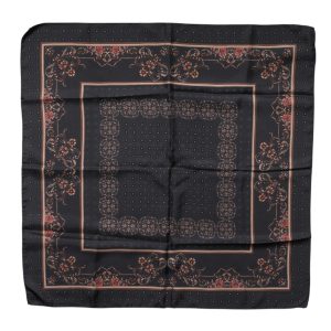 Black Patterned Square Foulard Scarf
