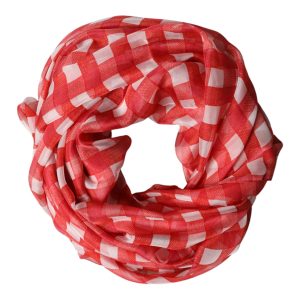 Red Checkered Stole Neck Wrap Shawl Scarf