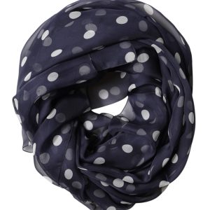 Blue Polka Dot Silk Neck Wrap Shawl 205cm x 132cm Scarf