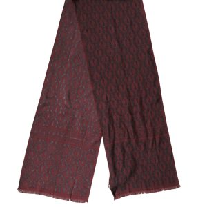 Maroon Patterned Silk Wrap Foulard Men 133cm x 22cm Scarf