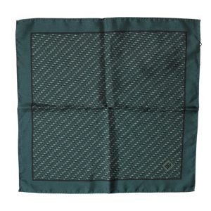 Dark Green Silk Patterned Handkerchief 32cm x 31cm Scarf